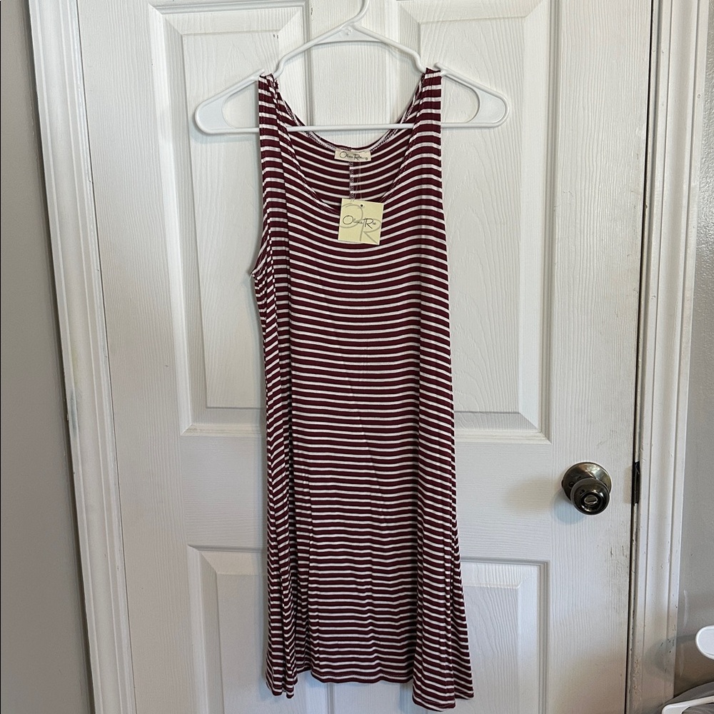 Olivia Rae Maroon and White Striped Dress